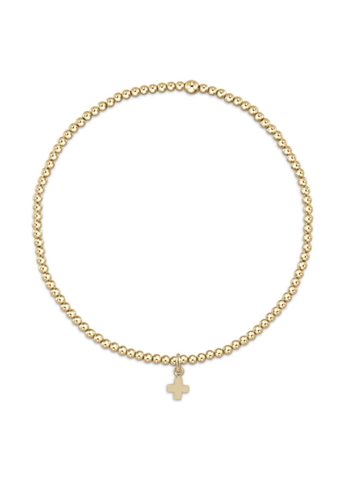 Enewton Classic Gold 2mm Bead Bracelet - Signature Cross Small Gold Charm