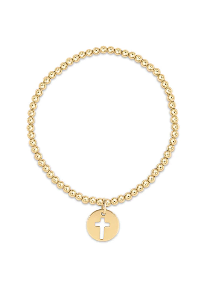 Enewton Classic Gold 3mm Bead Bracelet - Blessed Gold Cross Disc