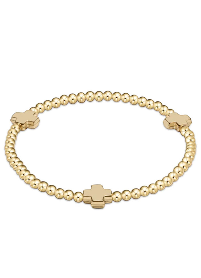 Enewton Signature Cross Gold Pattern 3mm Bead Bracelet - GoldEnewton Signature Cross Gold Pattern 3mm Bead Bracelet - Gold