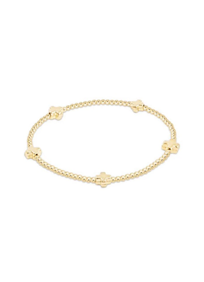 Enewton Signature Cross Small Gold Pattern 2mm Bead Bracelet - Gold