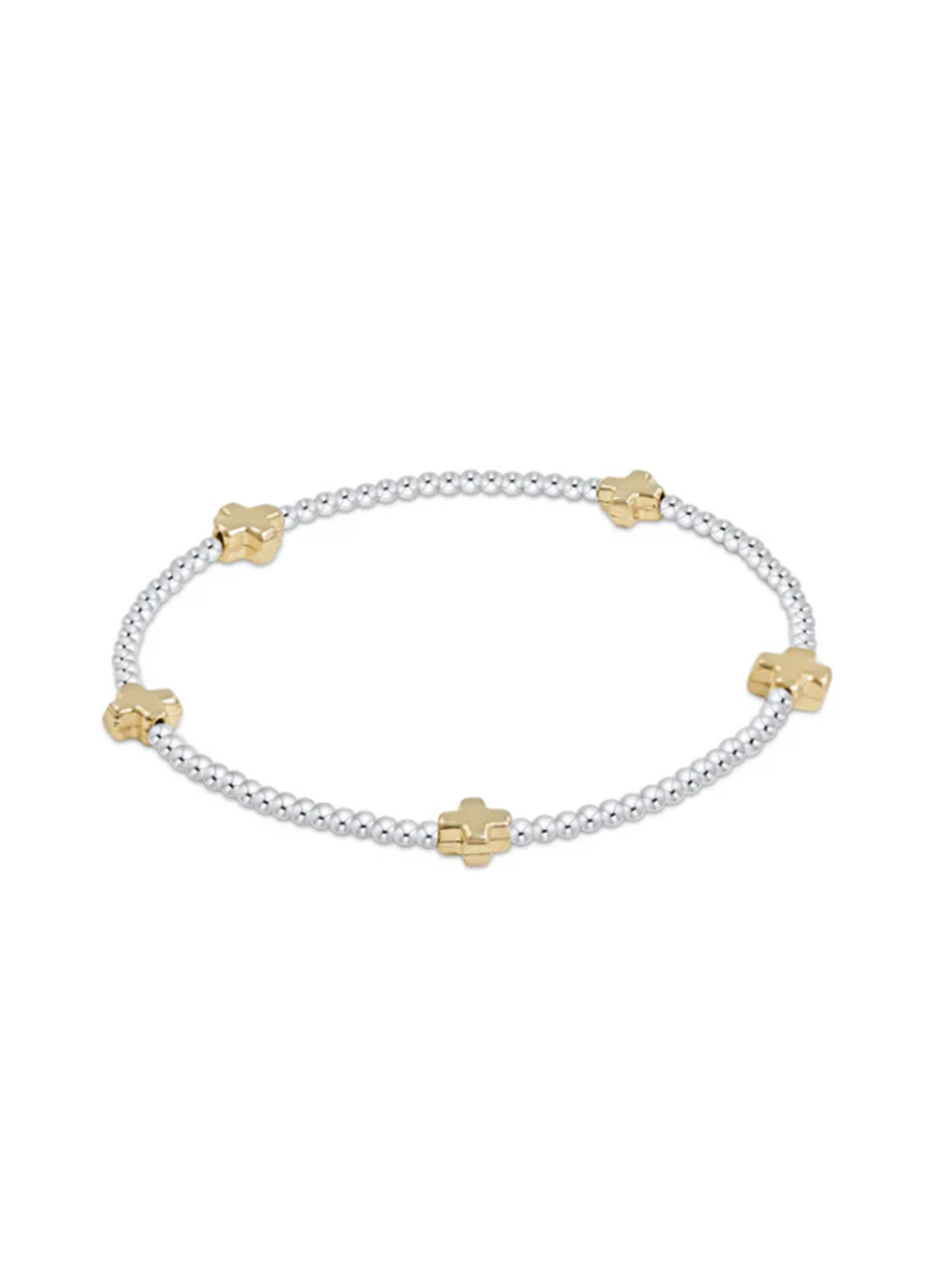 Enewton Signature Cross Small Sterling Mixed Metal Pattern 2mm Bead Bracelet - Gold