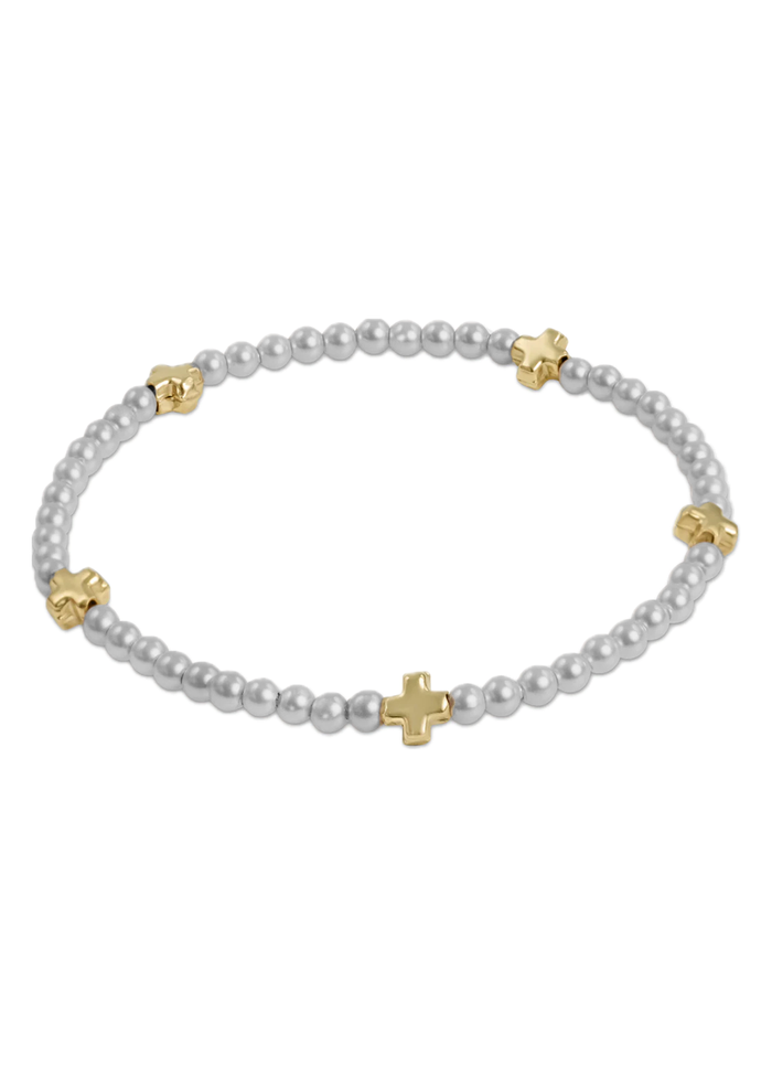 Enewton Signature Cross Small Pearl Pattern 3mm Bead Bracelet - Gold