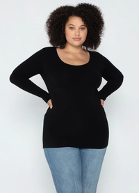 Cest Moi Bamboo Plus Size Long Sleeve Scoop Neck Top