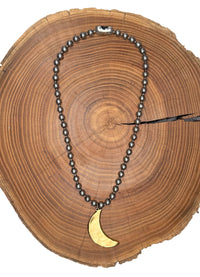 Belle Via Jewelry Hammered Moon Necklace