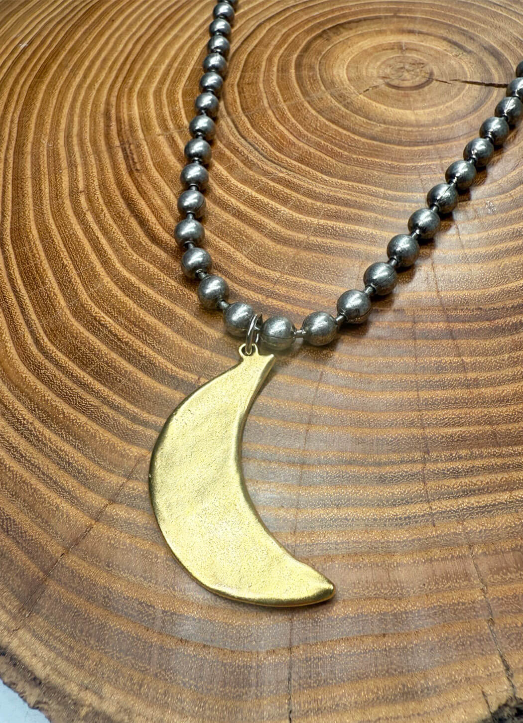 Belle Via Jewelry Hammered Moon Necklace