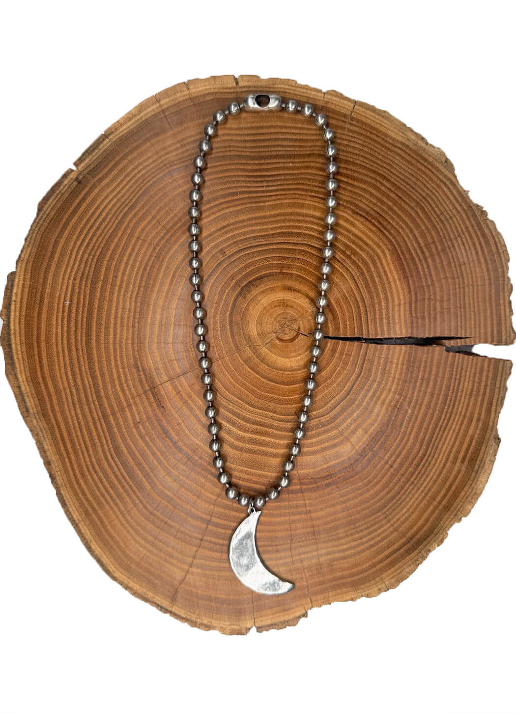 Belle Via Jewelry Hammered Moon Necklace