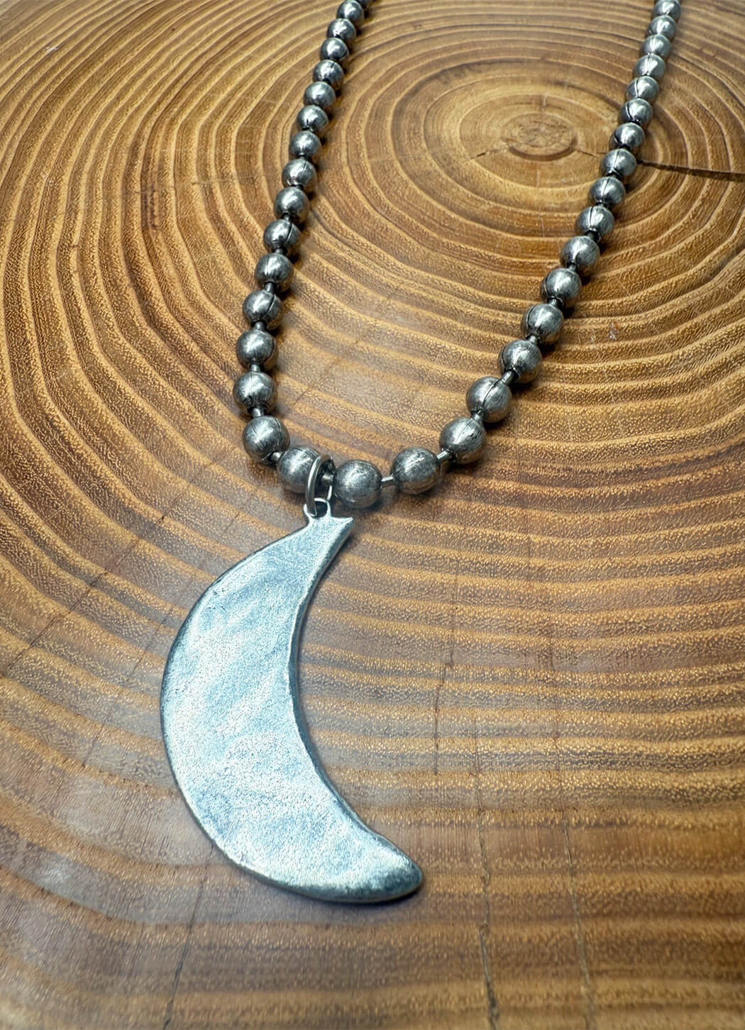 Belle Via Jewelry Hammered Moon Necklace