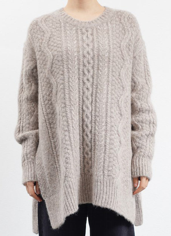 CT Plage Crewneck Cable-Knit Tunic Sweater