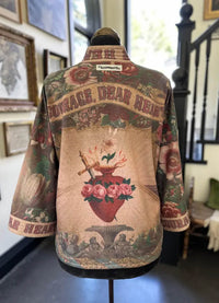 Market Of Stars Courage Dear Heart Fleece Kimono Jacket With Sacred Heart