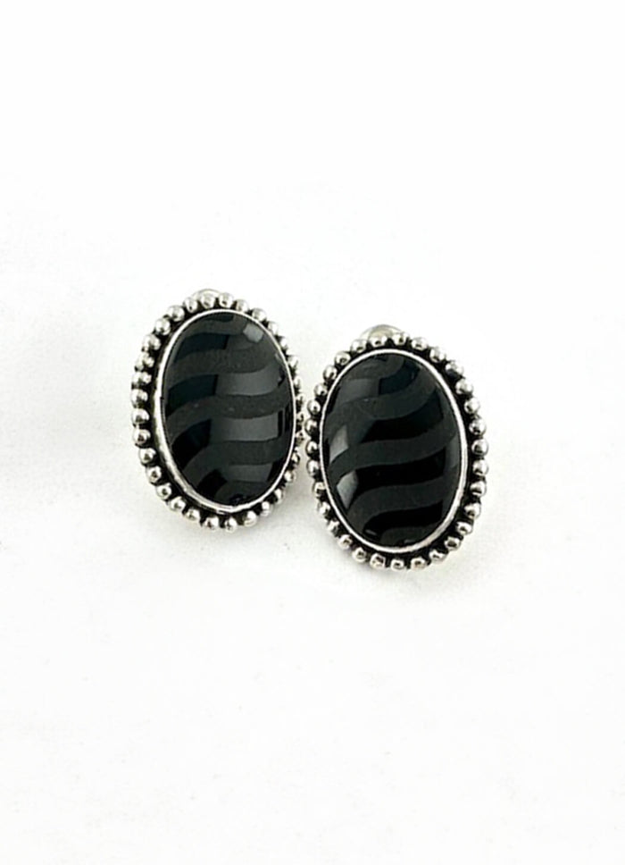 Echo of the Dreamer Large Etched Black Onyx Earring