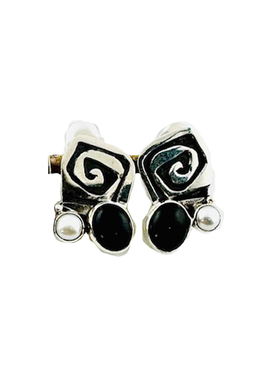 Echo of the Dreamer Onyx Swirl Pearl Earring