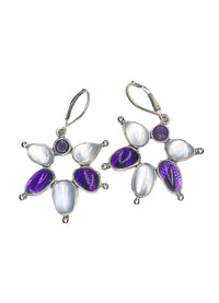 Echo of the Dreamer Chalcedony Amethyst Open Circle Earring Wire