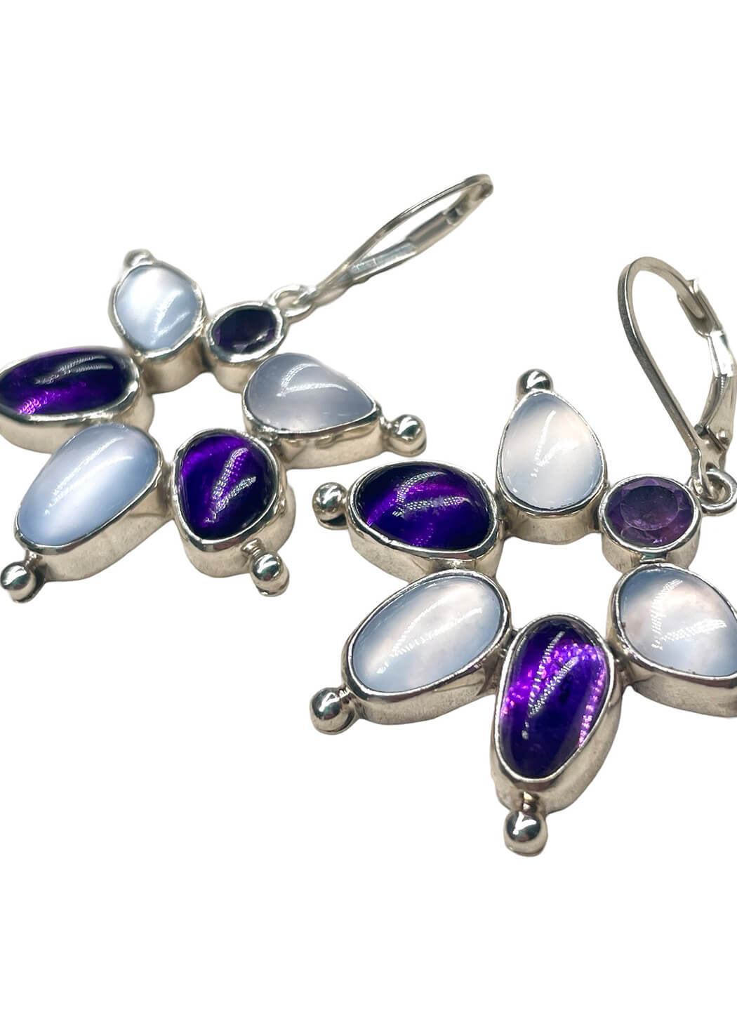 Echo of the Dreamer Chalcedony Amethyst Open Circle Earring Wire