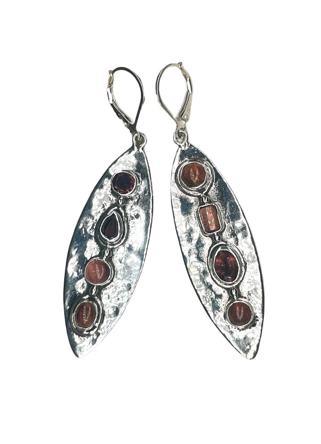 Echo of the Dreamer Long Asymmetrical Oval 8 Pink Tourmaline Earring