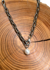 Belle Via Jewelry Chunky Chain with Pearl Necklace