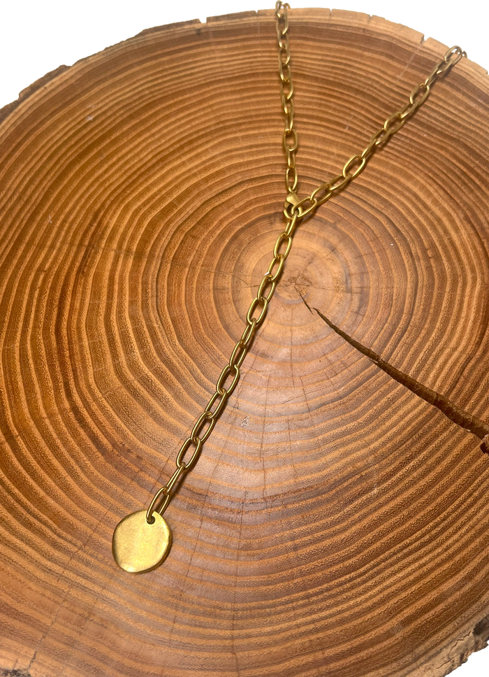 Belle Via Jewelry Hammered Circle Lariat Necklace