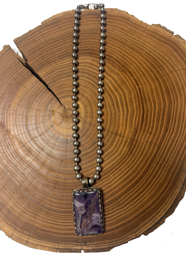 Belle Via Jewelry One-Of-A-Kind Amethyst Stone Necklace