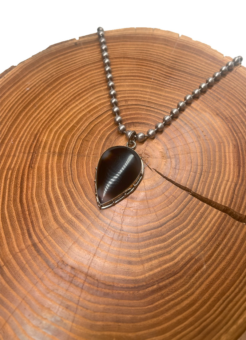 Belle Via Jewelry One-Of-A-Kind Black Onyx Agate Necklace