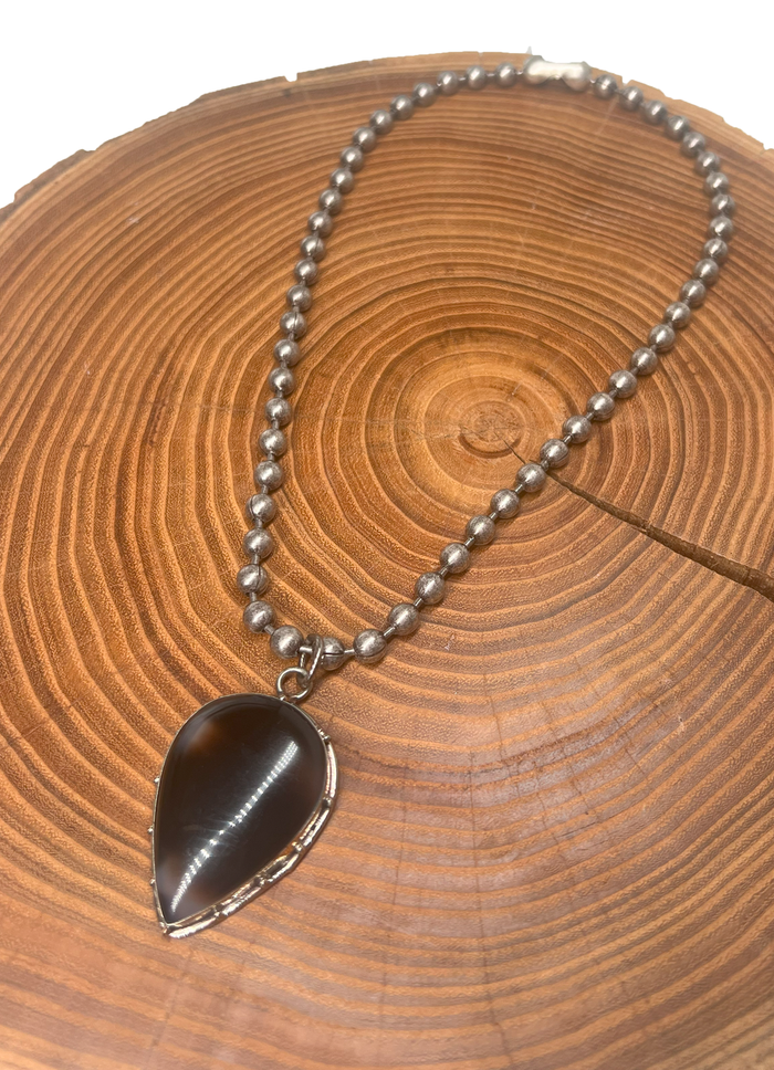 Belle Via Jewelry One-Of-A-Kind Black Onyx Agate Necklace