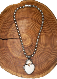 Belle Via Jewelry OOAK Stone White Buffalo Heart Necklace - Exclusive