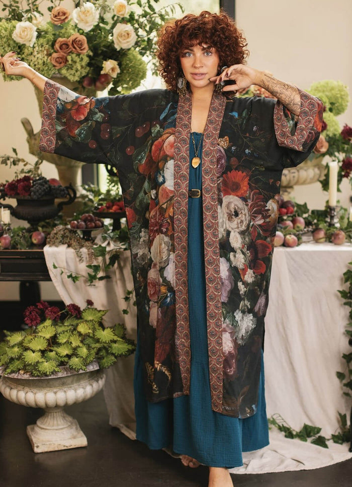 Market of Stars Flight of Fancy Opera Duster Bamboo Kimono Robe Hummingbird