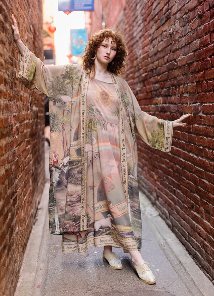 Market Of The Stars Friendship Love and Truth Vintage Wash Duster Kimono Robe