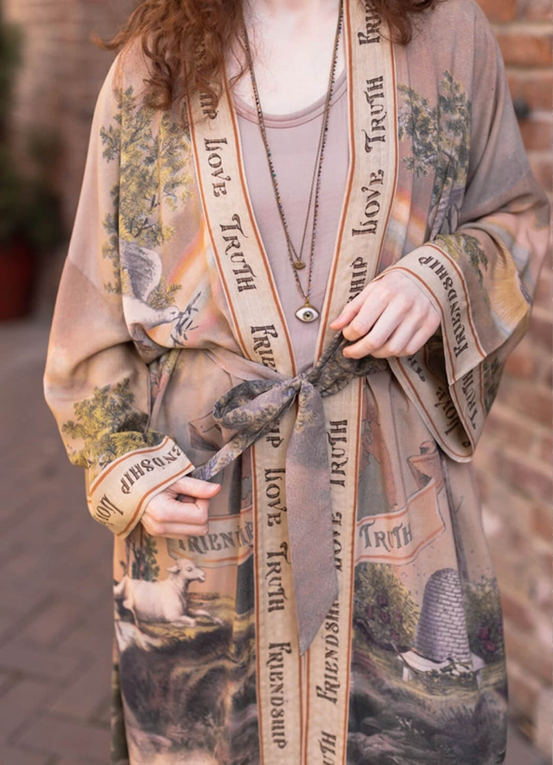 Market Of The Stars Friendship Love and Truth Vintage Wash Duster Kimono Robe