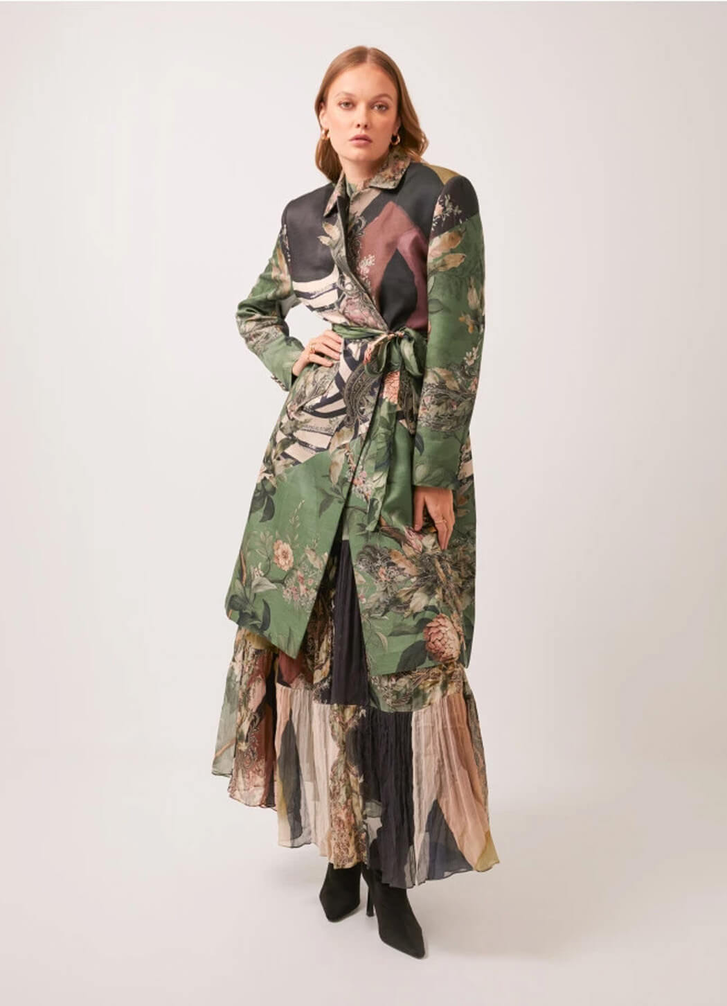 Falguni Shane Peacock Earthy Meadows Coat with Belt