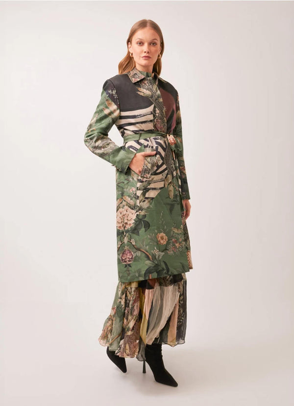 Falguni Shane Peacock Earthy Meadows Coat with Belt