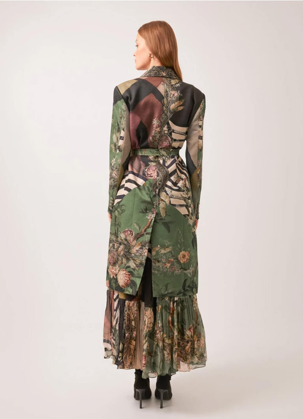 Falguni Shane Peacock Earthy Meadows Coat with Belt