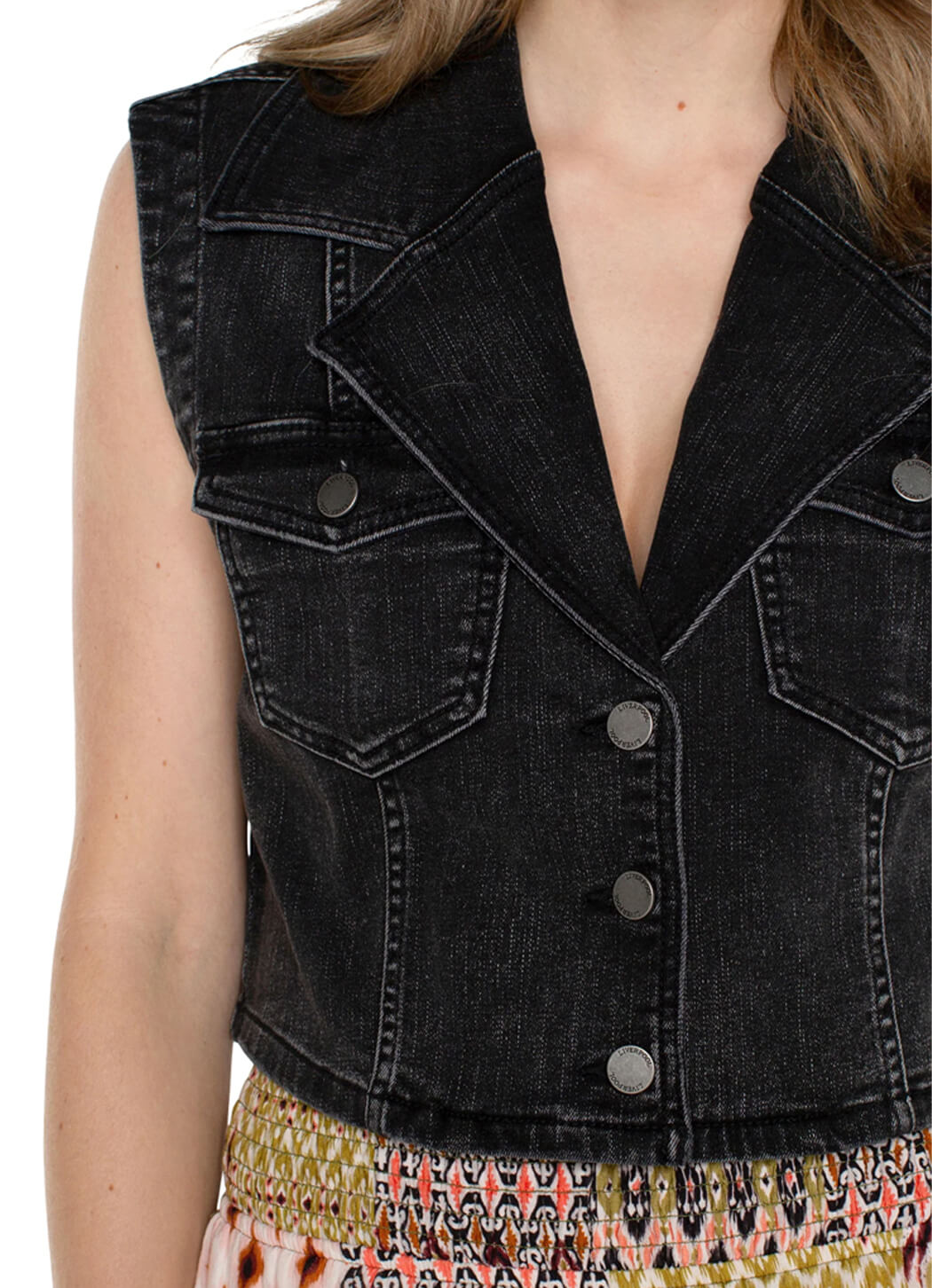 Liverpool Notch Collar Crop Vest