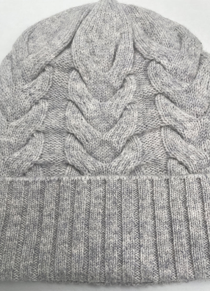 Alashan Cashmere Merino Chunk Cable Rib Cuff Hat