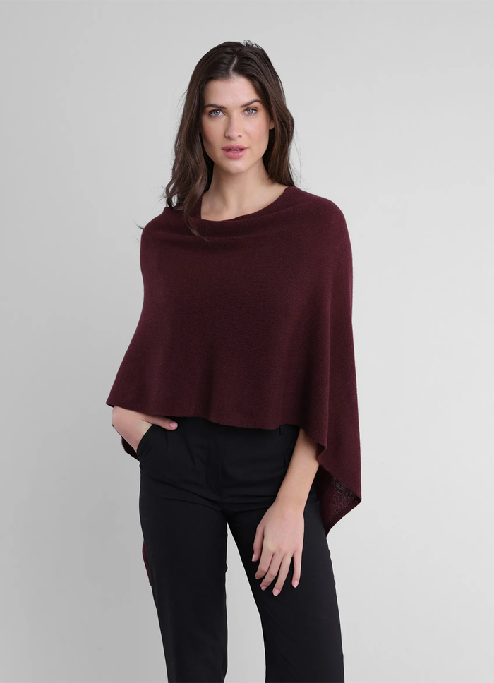 Alashan Cashmere Poncho in Burgundy