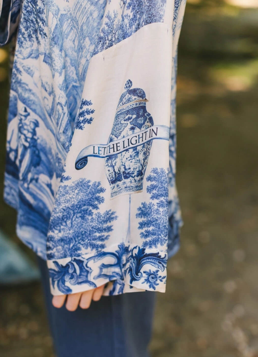 Market of Stars Let The Light In Cropped Bamboo Pixie Duster Kimono with Delft Print