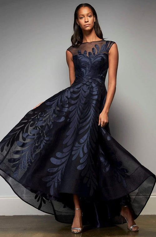 Taffeta Silk Embroidery Gown In Black Colour