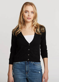 Autumn Cashmere Shaker Puffed Sleeve V Neck Cardigan