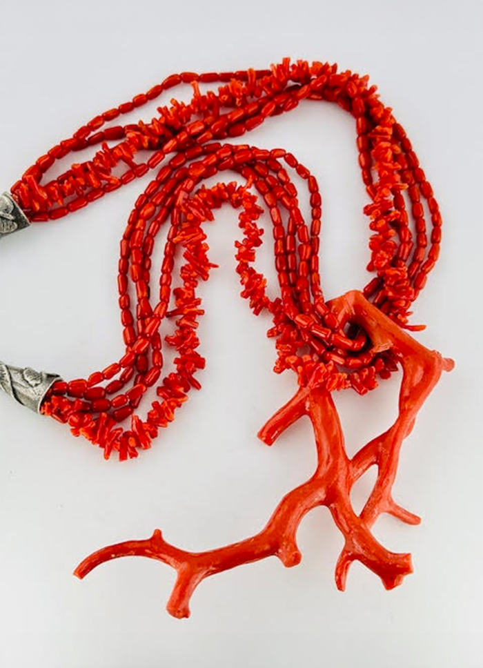 Echo of the Dreamer 5 Strand Oxblood Coral Extra Large Branch Coral Necklace