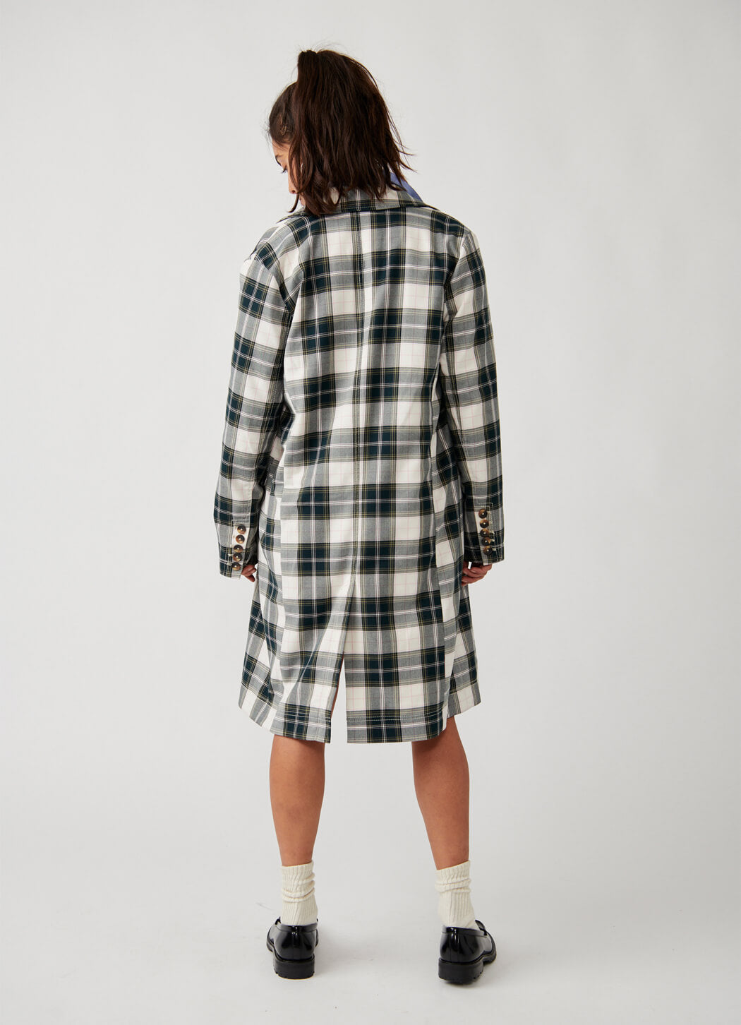 Plaid on sale longline blazer