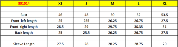 OZAI Trip Button Down Shirt Size Chart