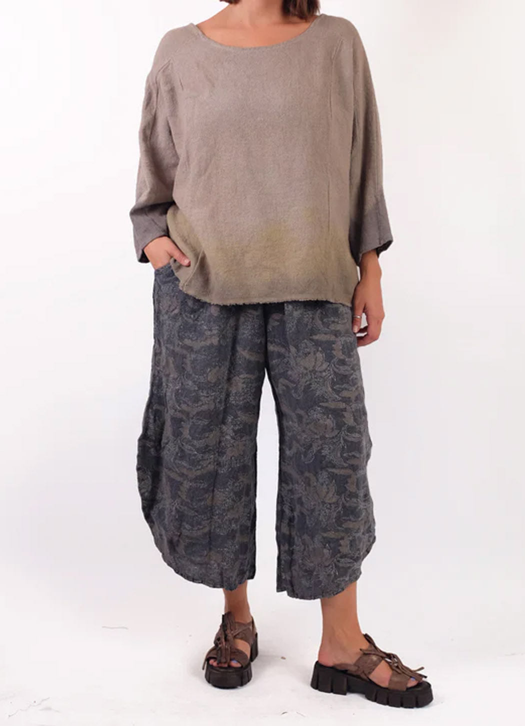 Krista Larson Basic Pants - Printed Linen