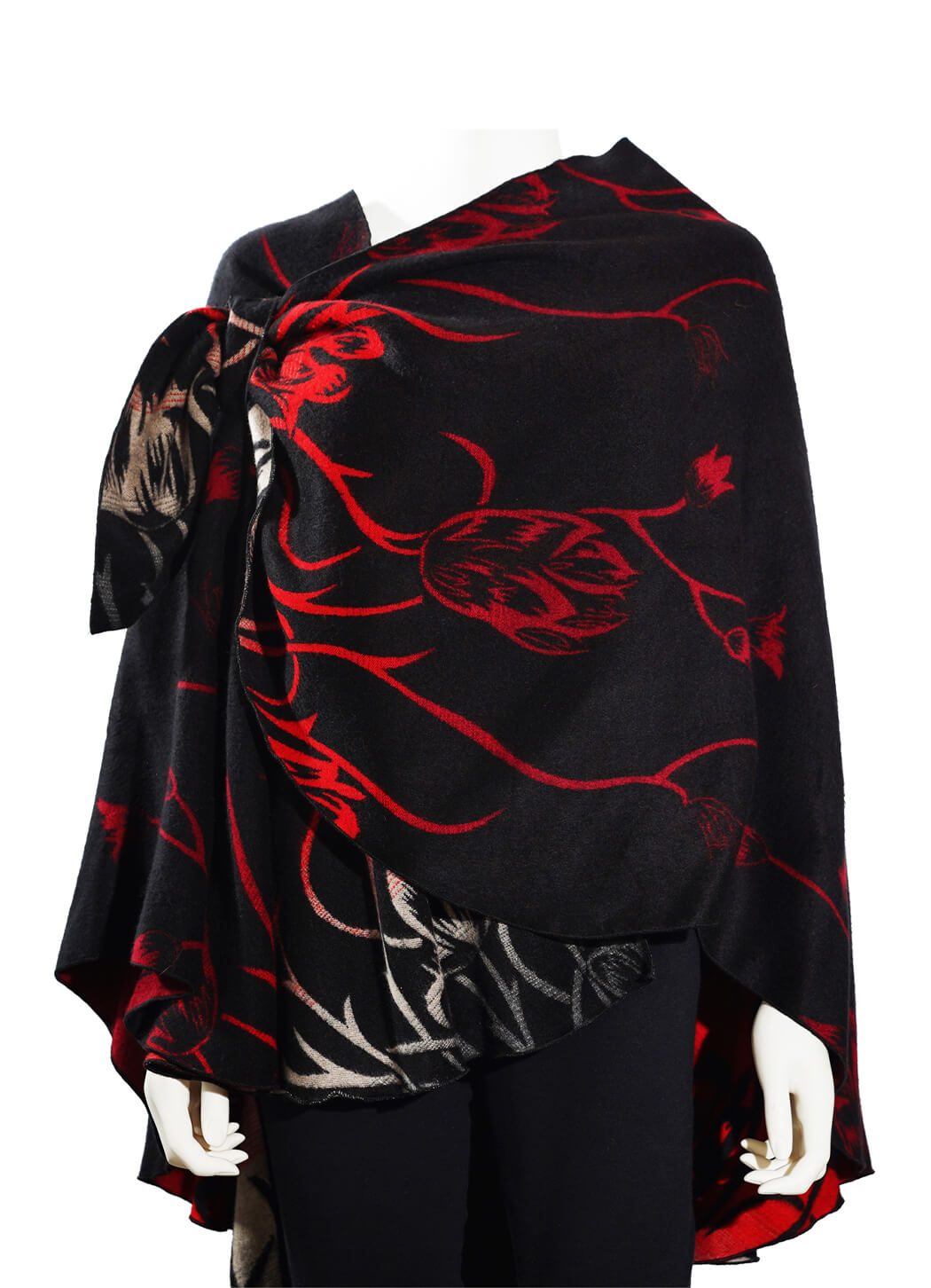 Rapti Fashion Reversible Cashmere Buckle Shawl - Red Ombre