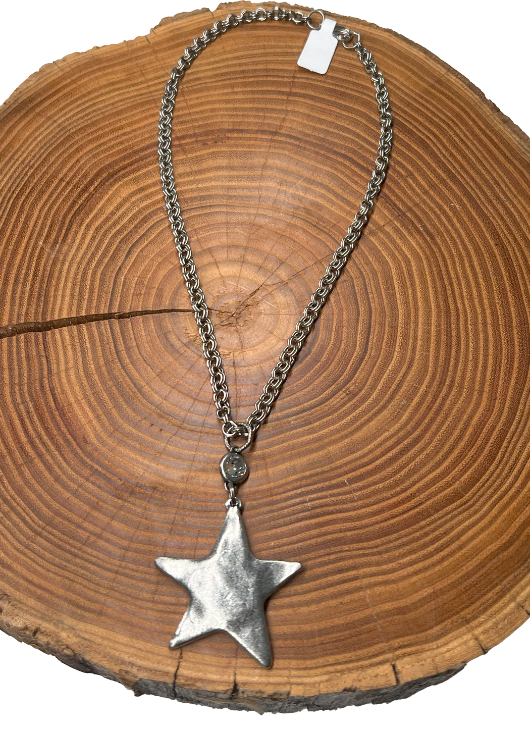 Belle Via Jewelry Hammered Star with Swarovski Connector Necklace