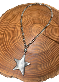 Belle Via Jewelry Hammered Star with Swarovski Connector Necklace