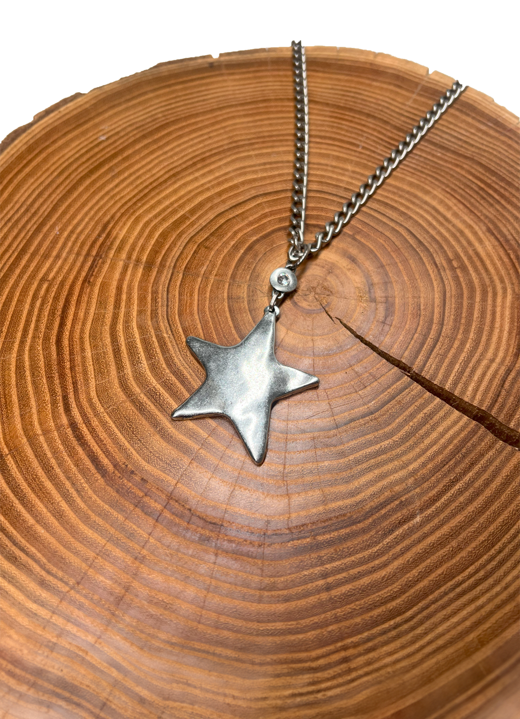 Belle Via Jewelry Hammered Star with Swarovski Connector Necklace