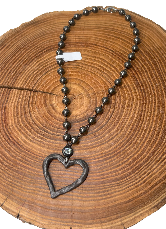 Belle Via Jewelry Open Heart Pearl Necklace