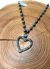 Belle Via Jewelry Hammered Heart with Swarovski Connector Necklace