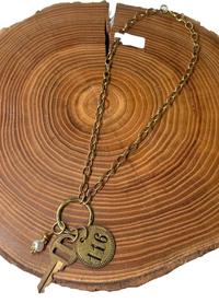 Belle Via Jewelry Vintage Tool Tag Cluster Necklace