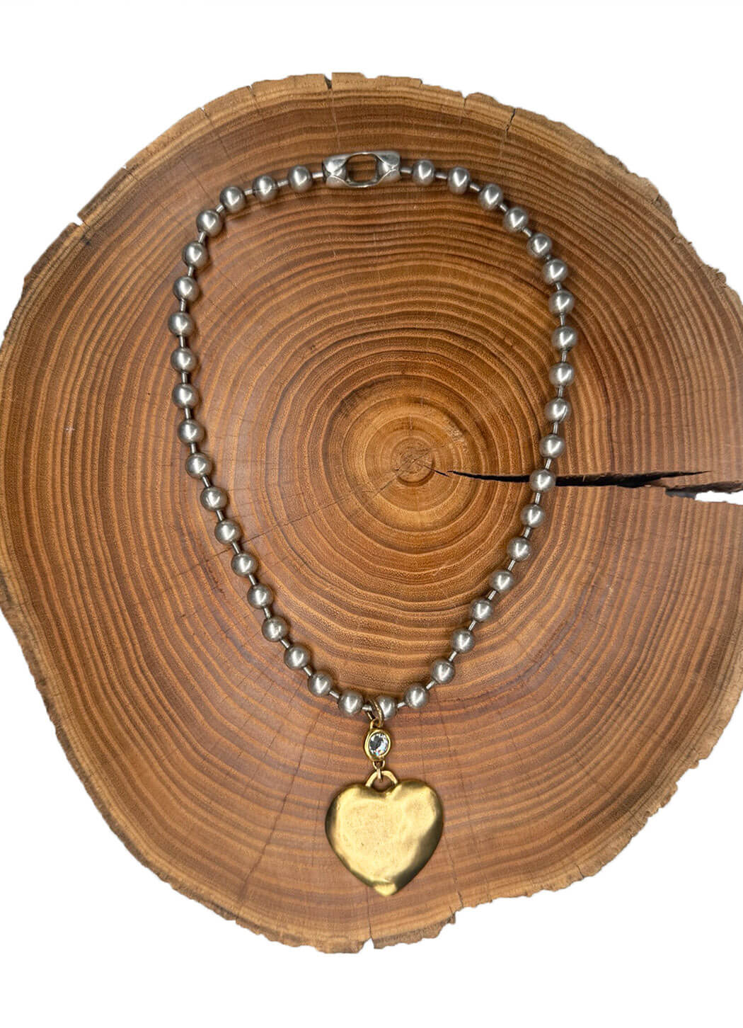 Belle Via Jewelry Organic Heart With Swarovski Connector Necklace