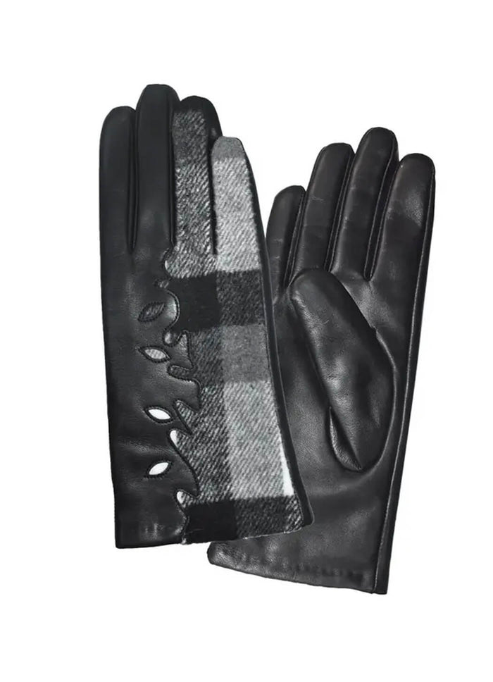 Dupatta Designs Ryhan Cut Out Leather & Plaid Gloves