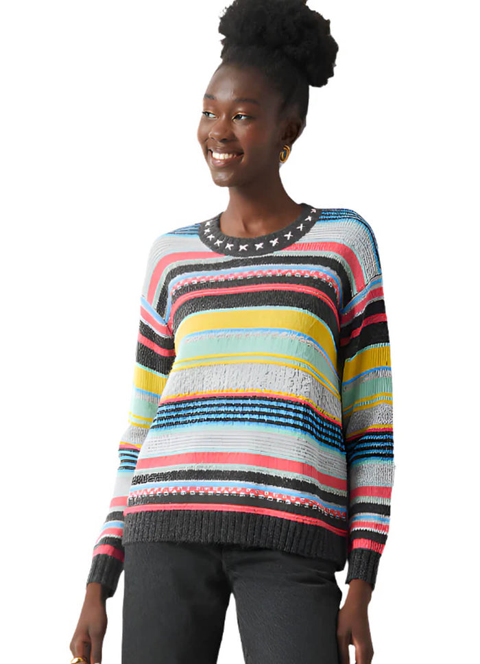 Zaket & Plover Textured Stripe Crew Sweater